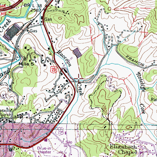 Topographic Map of Ratcliffe Cove Branch, NC