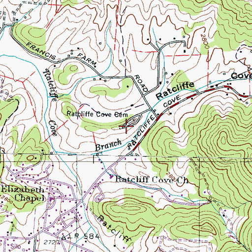 Topographic Map of Ratcliffe Cove Cemetery, NC