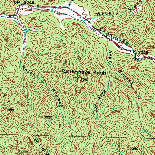 Topographic Map of Rattlesnake Knob, NC
