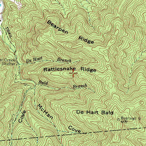 Topographic Map of Rattlesnake Ridge, NC