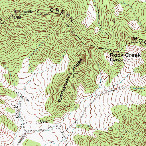 Topographic Map of Rattlesnake Ridge, NC