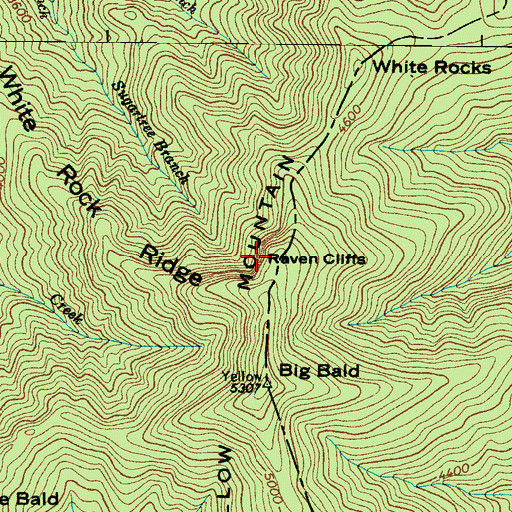 Topographic Map of Raven Cliffs, NC