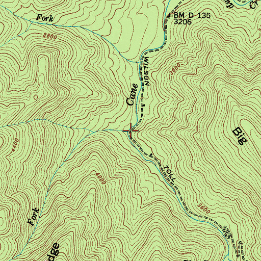 Topographic Map of Raven Fork, NC