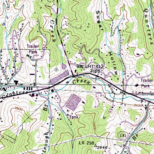 Topographic Map of Ray Creek, NC