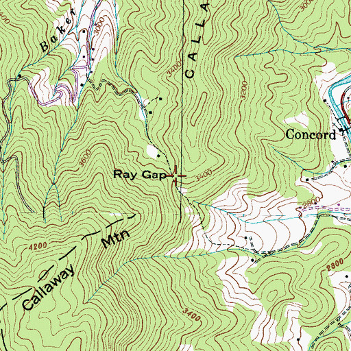Topographic Map of Ray Gap, NC