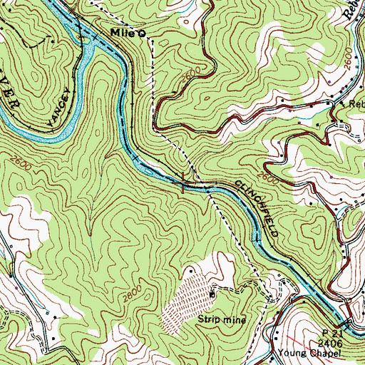 Topographic Map of Rebels Creek, NC