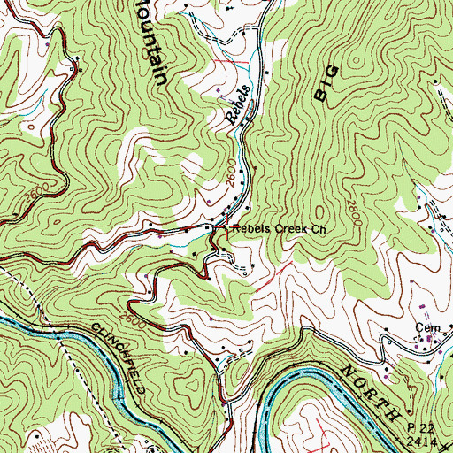 Topographic Map of Rebels Creek Church, NC