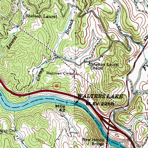 Topographic Map of Redman Cemetery, NC