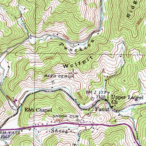 Topographic Map of Reed Cemetery, NC