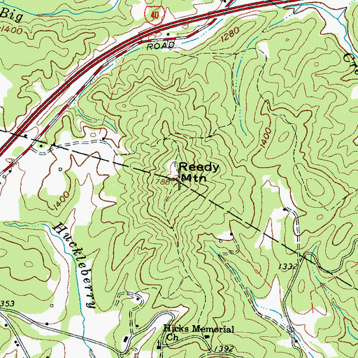Topographic Map of Reedy Mountain, NC