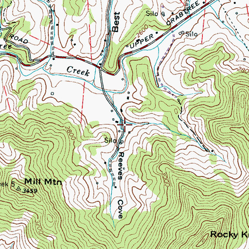 Topographic Map of Reeves Cove, NC