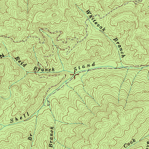 Topographic Map of Reid Branch, NC