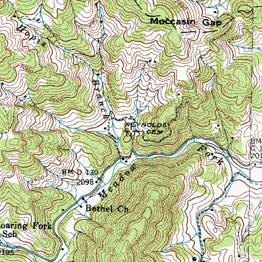 Topographic Map of Reynolds Cemetery, NC