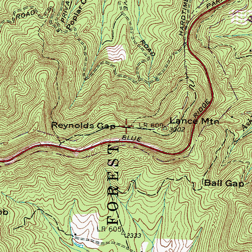 Topographic Map of Reynolds Gap, NC