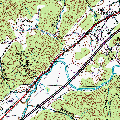 Topographic Map of Rhea Branch, NC
