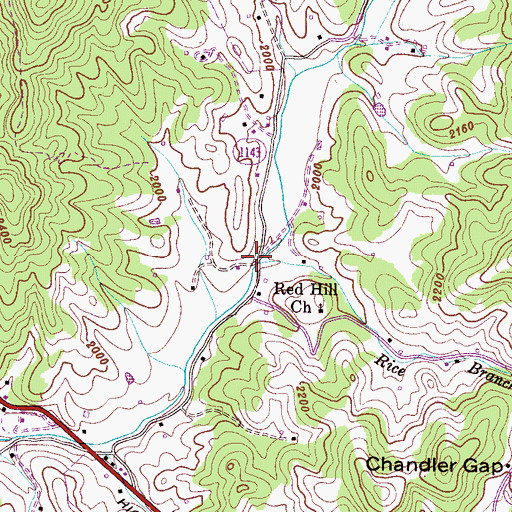 Topographic Map of Rice Branch, NC
