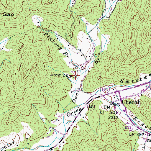 Topographic Map of Rice Cemetery, NC