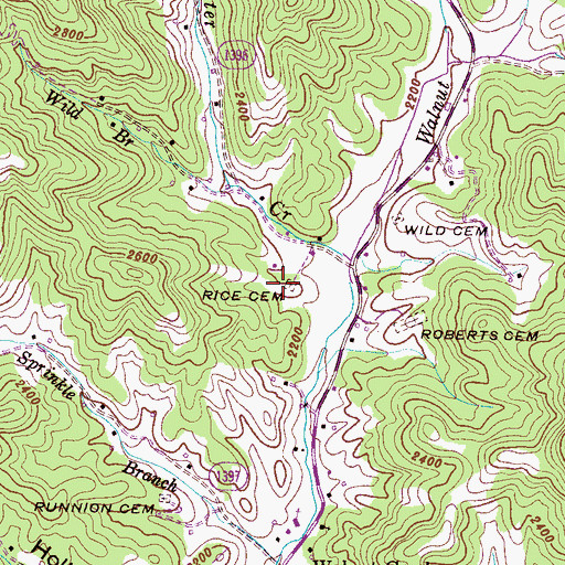 Topographic Map of Rice Cemetery, NC