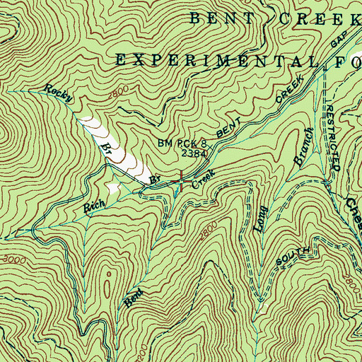 Topographic Map of Rich Branch, NC