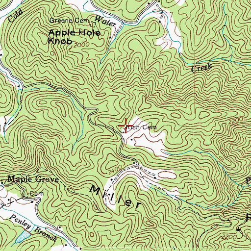 Topographic Map of Rich Cemetery, NC