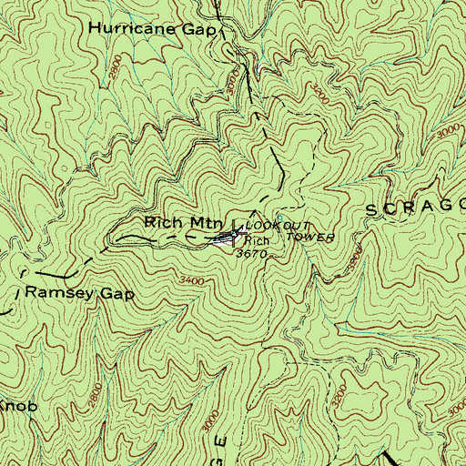 Topographic Map of Rich Mountain, NC