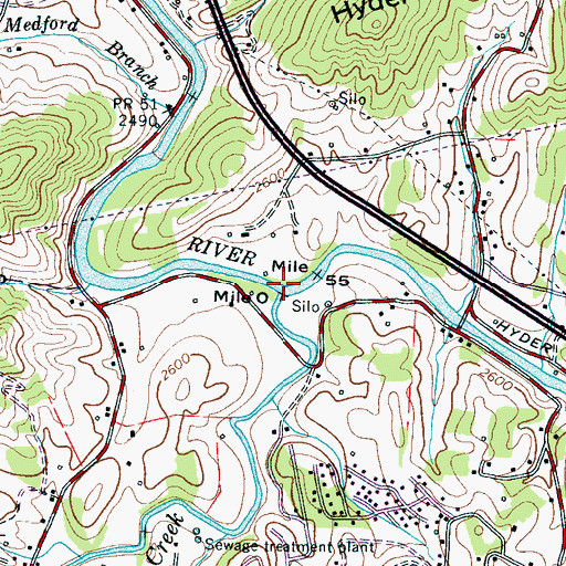 Topographic Map of Richland Creek, NC