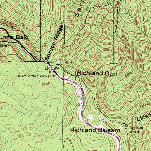 Topographic Map of Richland Gap, NC