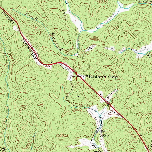 Topographic Map of Richland Gap, NC