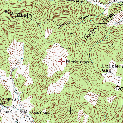 Topographic Map of Richs Gap, NC