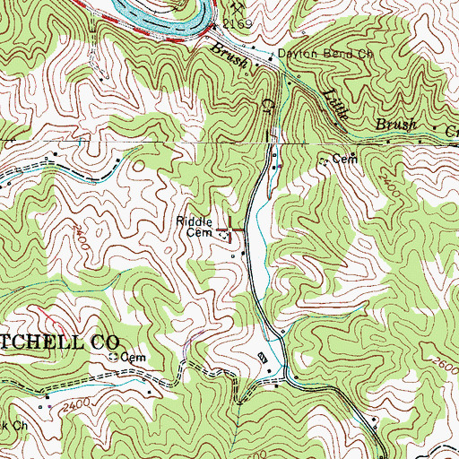 Topographic Map of Riddle Cemetery, NC