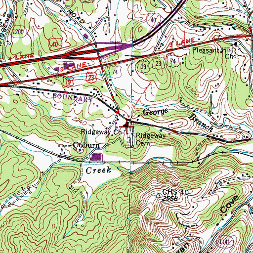 Topographic Map of Ridgeway Church, NC