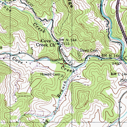 Topographic Map of Right Fork Cove Creek, NC