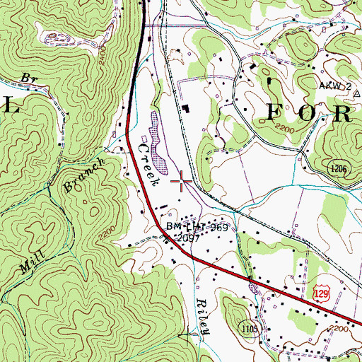 Topographic Map of Riley Branch, NC