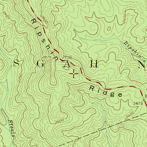 Topographic Map of Ripshin Ridge, NC