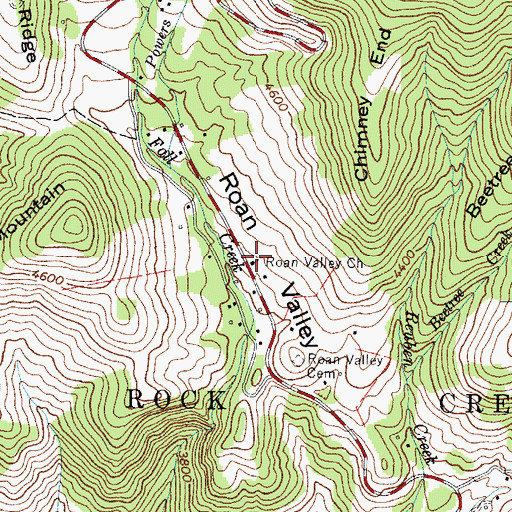 Topographic Map of Roan Valley Church, NC