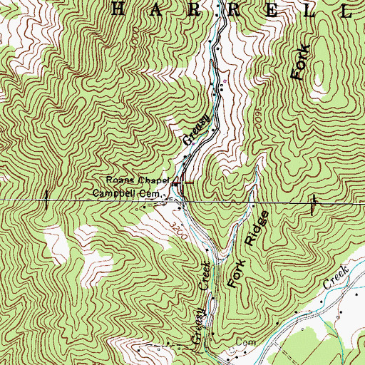 Topographic Map of Roans Chapel, NC