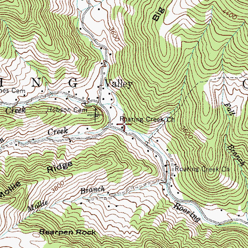 Topographic Map of Roaring Creek Church, NC