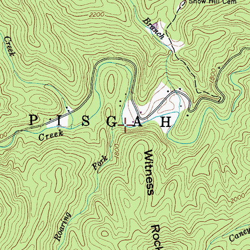 Topographic Map of Roaring Fork, NC