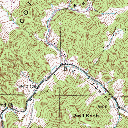 Topographic Map of Roaring Fork, NC