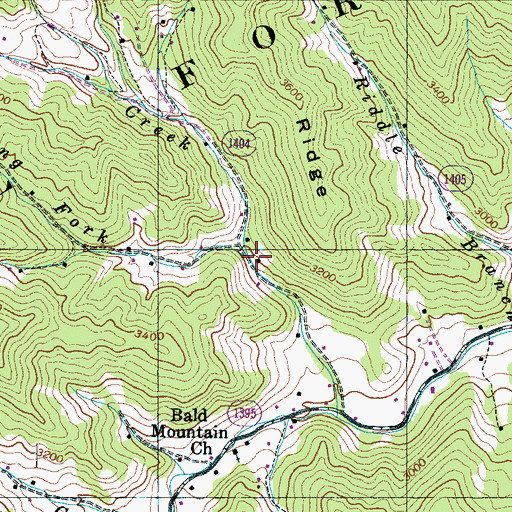 Topographic Map of Roaring Fork, NC