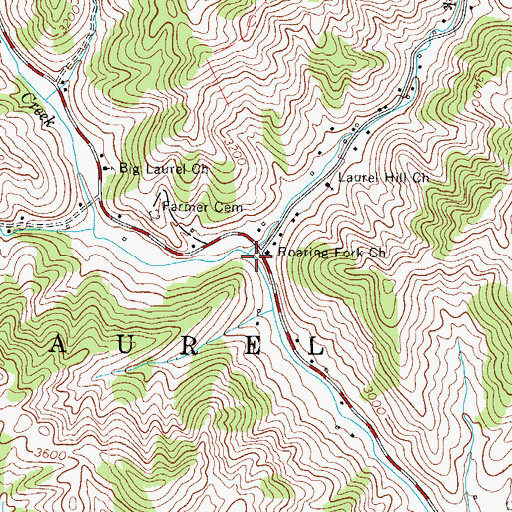 Topographic Map of Roaring Fork, NC