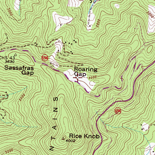 Topographic Map of Roaring Gap, NC