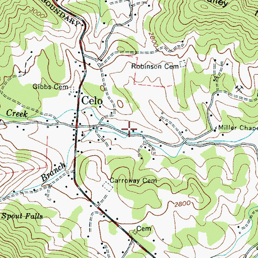 Topographic Map of Roaring Spout Branch, NC