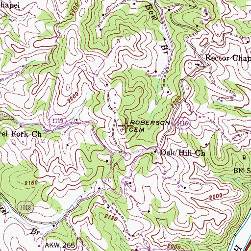 Topographic Map of Roberson Cemetery, NC