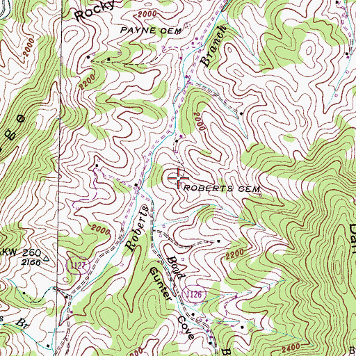 Topographic Map of Roberts Cemetery, NC