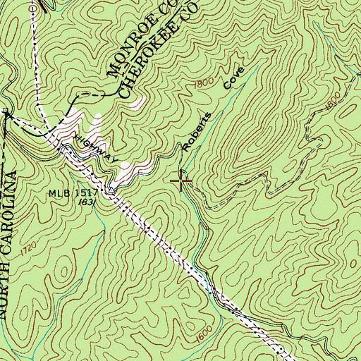 Topographic Map of Roberts Cove, NC