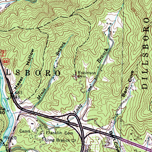 Topographic Map of Robinson Cemetery, NC