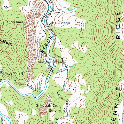 Topographic Map of Robinson Cemetery, NC