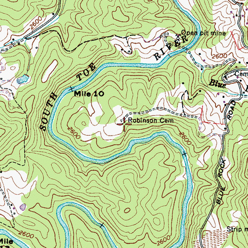 Topographic Map of Robinson Cemetery, NC