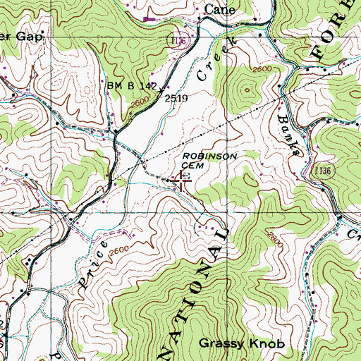 Topographic Map of Robinson Cemetery, NC